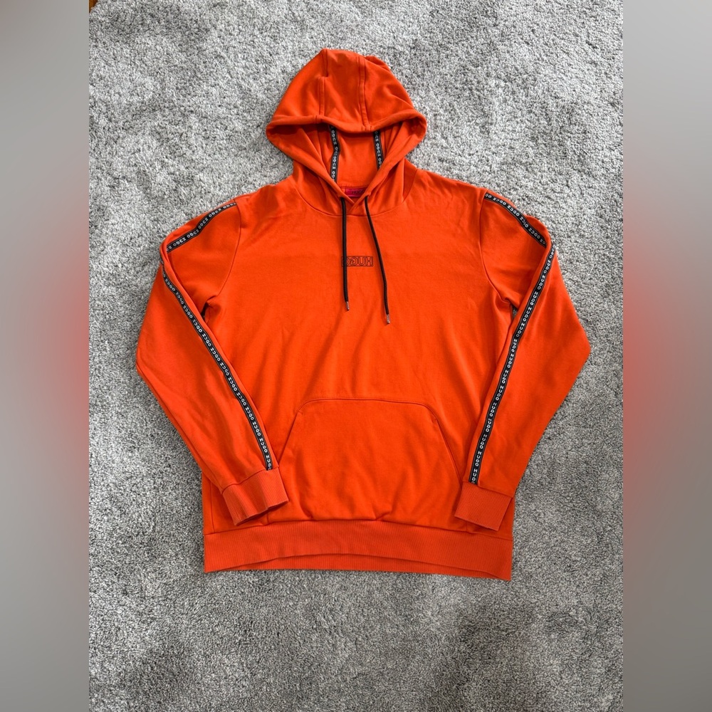 Men’s HUGO Dercolano hoodie-Hugo Boss Collection-Orange- Size Large - Picture 2 of 7